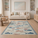 Multi-Color Swimming Fish Coastal Rug