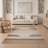 Striped Geometric Sun Area Rug in Earth Tones