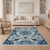 Indigo Floral Mandala Area Rug