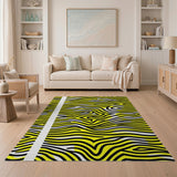 Bold Yellow Zebra Stripe Area Rug