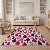 Whimsical Pink Raindrop Pattern Area Rug