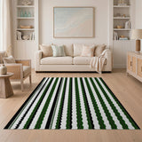 Bold Green Black Ruffled Stripe Area Rug