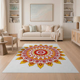 Vibrant Yellow Red Mandala Area Rug