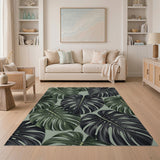 Green Monstera Leaf Green Area Rug