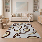 Brown Tan Swirling Abstract Area Rug