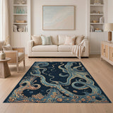 Teal Octopus Deep Sea Area Rug