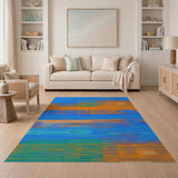 Geometric Modern Vibrant Multi-Color Striped Geometric Area Rug