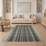 Black White Plaid Woven Area Rug