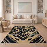 Gold and Silver Modern Geometric Black Gold Area Rug