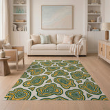 Abstract Agate Spiral Area Rug in Yellow Green