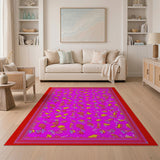 Vibrant Pink Multi-Color Geometric Area Rug