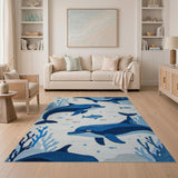 Playful Dolphins Ocean Kids Area Rug