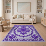 Purple Elegant Purple Floral Medallion Rug