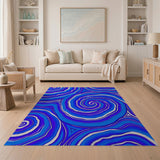 Swirling Blue Agate Abstract Area Rug