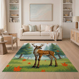 Majestic Spotted Deer Autumn Forest Rug