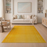 Sunny Yellow Grid Border Area Rug