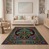 Majestic Teal Palm Lotus Persian Area Rug