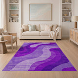 Purple Purple Abstract Wave Area Rug