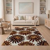Orange Chrysanthemum Floral Area Rug