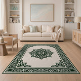 Traditional Persian Mandala Green Area Rug