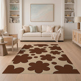 Brown Daisy Blooms on Tan Area Rug