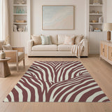 Boho Chic Wavy Brown Zebra Stripe Area Rug