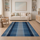 Blue and Teal Navy Blue Grey Plaid Geometric Area Rug