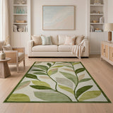 Green Leaves Abstract Area Rug