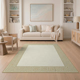 Ivory Area Rug with Gold Greek Key Border