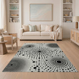 Black and White Modern Black Dot Geometric Area Rug