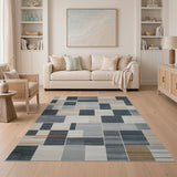 Grey Geometric Block Area Rug