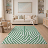 Green Geometric Diamond Lattice Rug