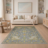 Multi-color and Patterns Grey Persian Floral Medallion Area Rug