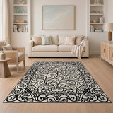 Ornate Floral Vine Cream Area Rug