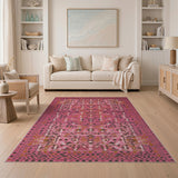 Vibrant Pink Geometric Abstract Area Rug