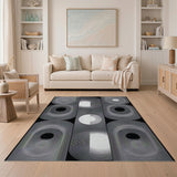 Black White Geometric Modern Geometric Modern Area Rug