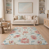 Blush Pink Blush Pink Peony Floral Vintage Area Rug