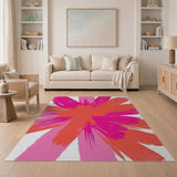 Vibrant Pink Orange Brushstroke Abstract Area Rug