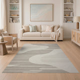 Abstract Area Wavy Grey Abstract Area Rug