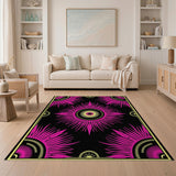 Bold Pink Sunburst Geometric Area Rug
