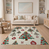 Festive Christmas Trees Ornaments Area Rug