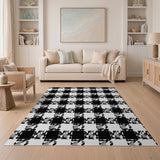 Bold Black White Houndstooth Area Rug