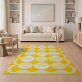 Sunny Yellow Oval Geometric Area Rug