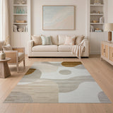 Abstract Organic Shapes Beige Neutral Area Rug