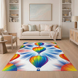 Multi-color and Patterns Rainbow Hot Air Balloon Kids Area Rug