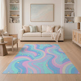 Pastel Wavy Stars Abstract Area Rug