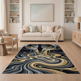 Molten Gold Silver Pipe Flow Abstract Rug