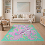 Whimsical Unicorn Swirls Area Rug