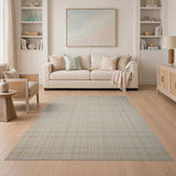 Beige and Neutral Beige Plaid Checkered Area Rug