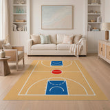 Orange Geometric Modern Basketball Court Geometric Area Rug